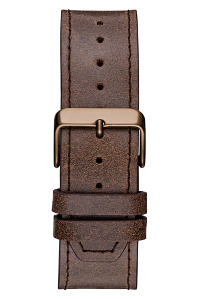 GUESS® Brown and Blue Leather Multifunction Watch