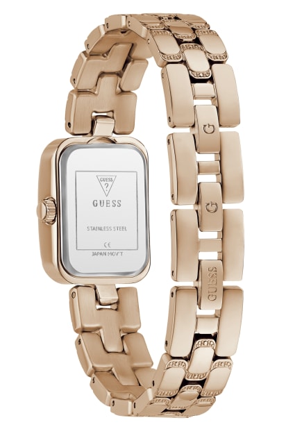GUESS® Rose Gold-Tone Textured Square Analog Watch