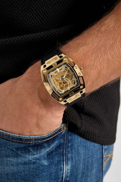 GUESS® Gold-Tone Silicone Analog Watch