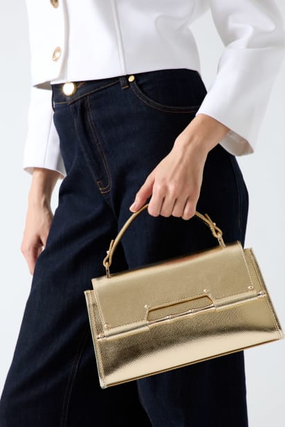 MARCIANO by GUESS® Iris Metallic Leather Top Handle Bag