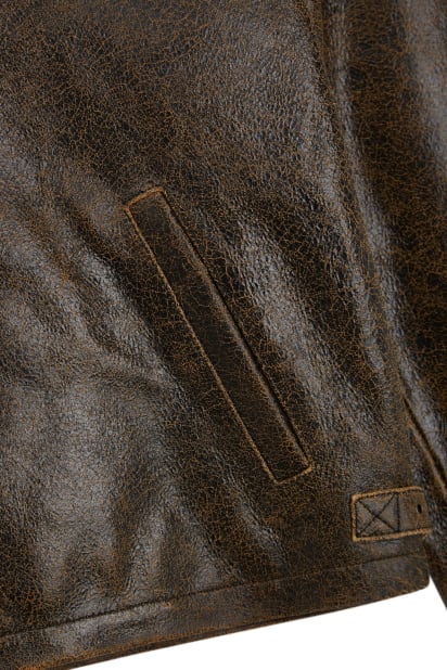 GUESS USAブラウン クラックレザージャケット GUESS USA Brown Crackle Leather Jacket GUESS