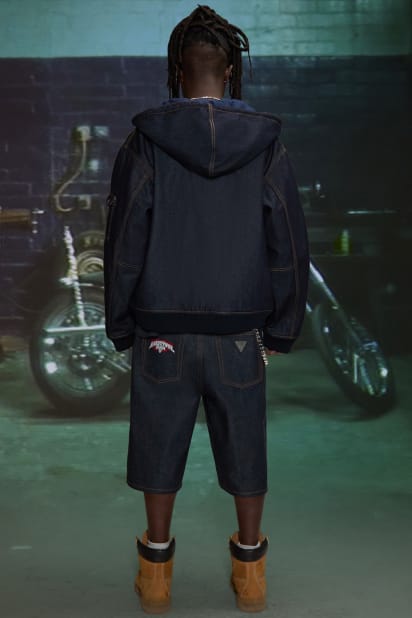 GUESS® HARDSTONE Raw Denim Hooded Jacket