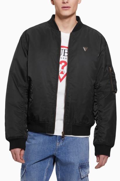 【ダークネイビー(G7V2)】GUESS ボンバー アウター(M)URBAN Satin Bomber Urban Satin Bomber – GUESS Philippines