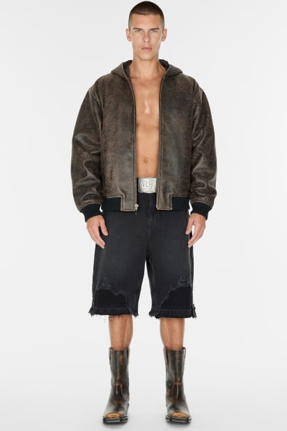 GUESS® crackle leather hoodie