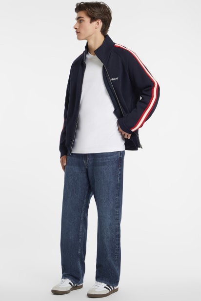 GUESS® Striped Tape Zip-Up Sweatshirt