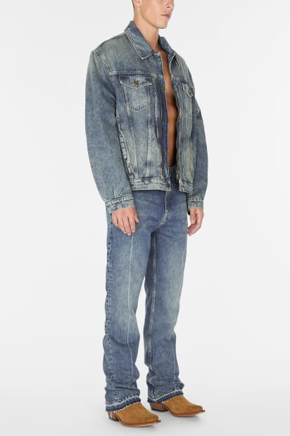 GUESS® natural lined zip-up trucker jacket