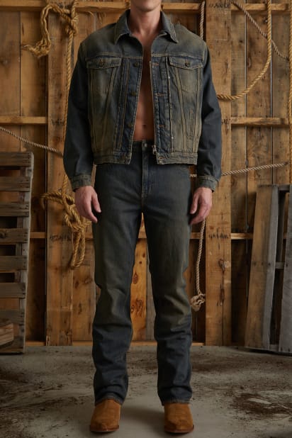 GUESS® zip-up trucker jacket