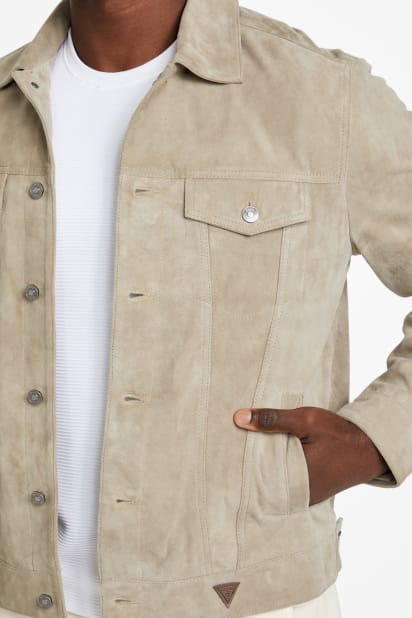 GUESS® Suede Goat Leather Trucker Jacket