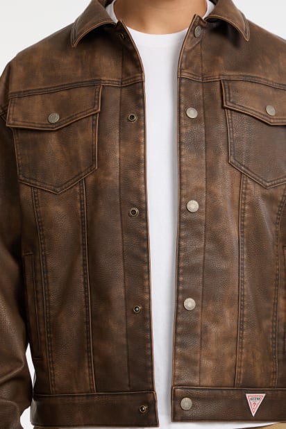 GUESS® GUESS Originals Faux-Leather Trucker Jacket