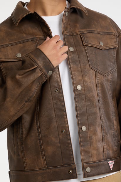 GUESS® GUESS Originals Faux-Leather Trucker Jacket