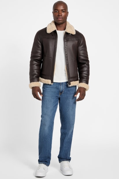 GUESS フライトジャケット ダークブラウン GUESS® Aviator Shearling Jacket