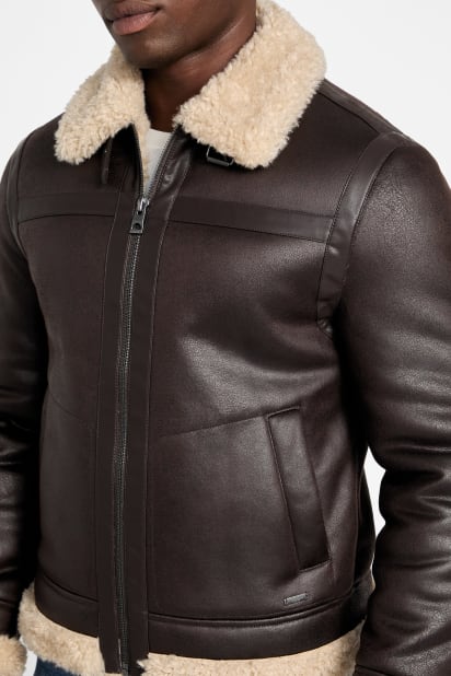 GUESS フライトジャケット ダークブラウン GUESS® Aviator Shearling Jacket