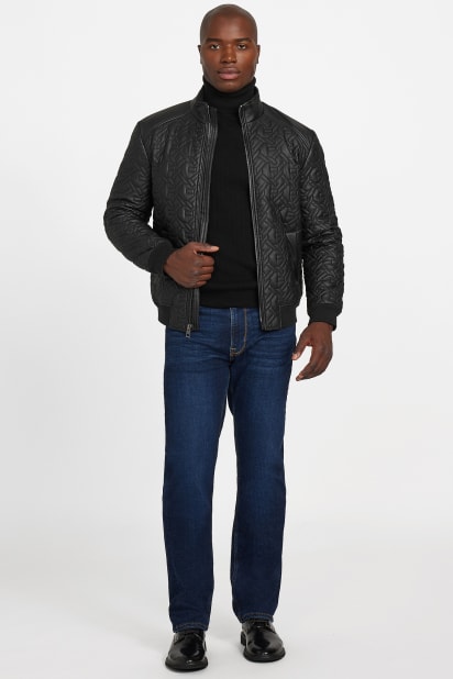 GUESS® G Chain Quilted Faux-Leather Jacket