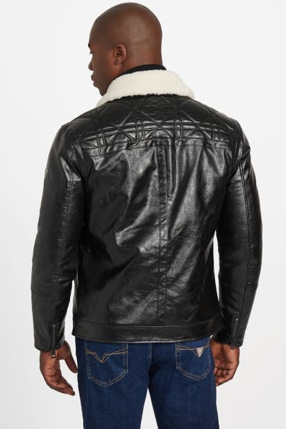 GUESS® Faux-Leather Quilting Motif Jacket