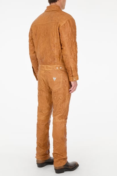 GUESS® leather trucker jacket