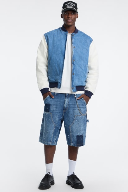 【インディゴブルー(GAM1)】GUESS JEANS ジャケット スタジャン (M)Denim Letterman Jacket GUESS® Denim Letterman Jacket