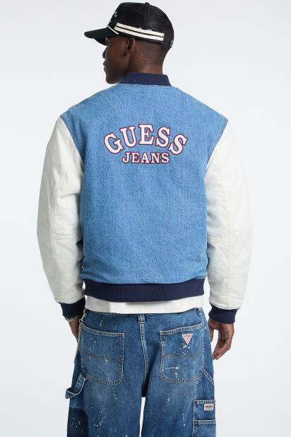 【インディゴブルー(GAM1)】GUESS JEANS ジャケット スタジャン (M)Denim Letterman Jacket GUESS® Denim Letterman Jacket