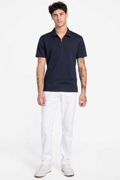 GUESS® Eco Percy Textured Zip Polo