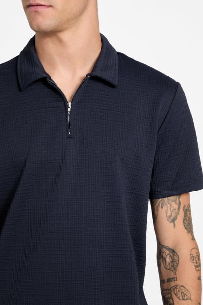 GUESS® Eco Percy Textured Zip Polo