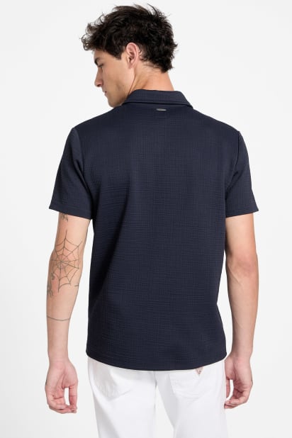 GUESS® Eco Percy Textured Zip Polo