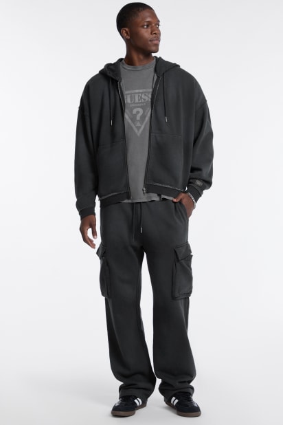 【ブラック(JTMU)】GUESS Originals  パーカー(M)Logo Zip Up Hoodie GUESS ゲス ジップパーカー Originals Logo Zip-Up Hooded Sweatshirt