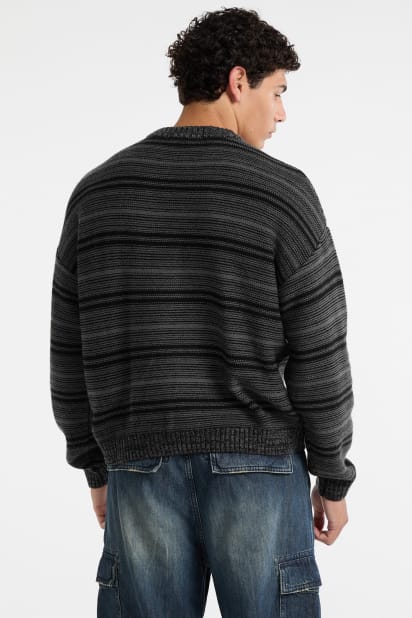 ウノピュウ L/S MOCK NECK STRIPE メンズXL 黒 メンズウェア