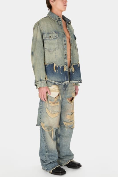 GUESS® destroyed denim layered pant