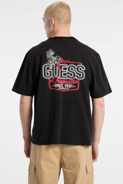 GUESS ASUP コラボT Guess Originals ASAP Rocky Red White Stripe Crewneck T Shirt