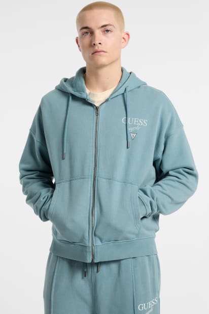 GUESS® GUESS Originals Garment Dyed Zip-Up Hoodie