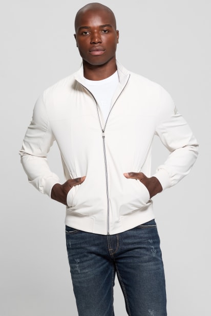 GUESS ホワイト シングルライダースジャケット L GUESS® Miko Faux-Leather Moto Jacket