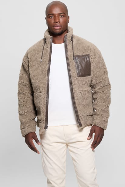 GW ⑨ GUESS® Faux-Sherpa Full-Zip Jacket