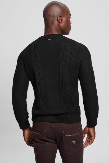 GUESS® Eco Noah Crewneck Celtic Cable-Knit Sweater
