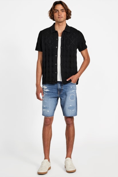 GUESS® Eco Wyatt Distressed Denim Shorts