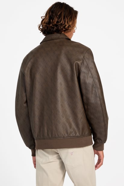 GUESS® Monogram Faux-Leather Aviator Jacket