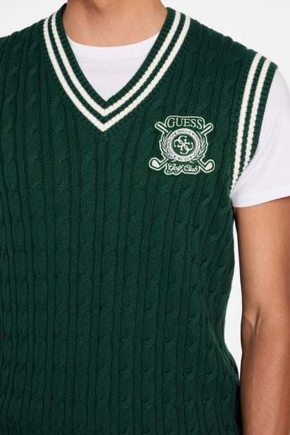 GUESS® Eco Holden V-Neck Cable-Knit Vest