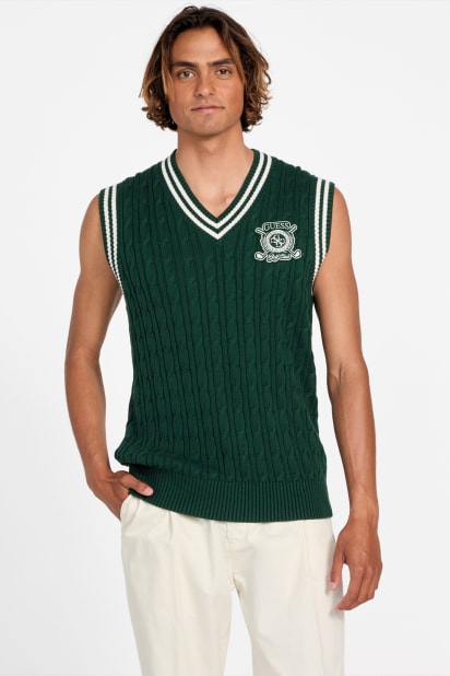 GUESS® Eco Holden V-Neck Cable-Knit Vest