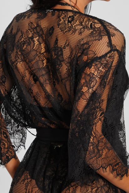 GUESS Semi-Sheer Lace Kimono