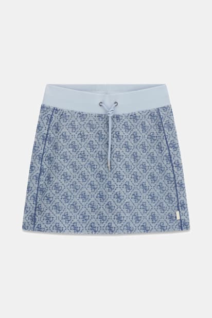 新品　正規品　WOMEN’S WARM LOGO LINE SKIRT GUESS® 4G logo mini skirt