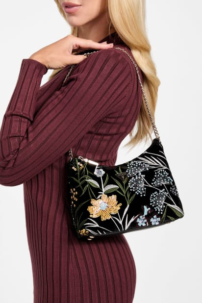 GUESS® Zalina Velvet Sequin Floral Shoulder Bag