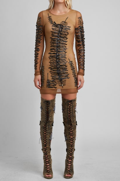 guess mesh dress Eco Holly Printed Mesh Dress