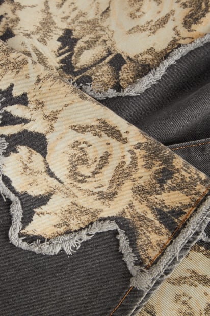 GUESS® Printed Denim Flared Jeans