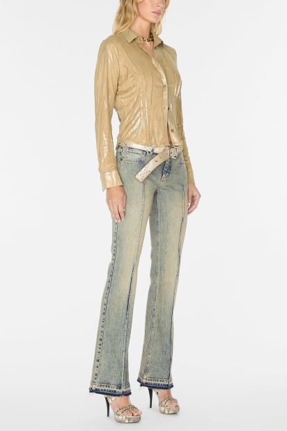 GUESS® metallic printed faux-suede shirt
