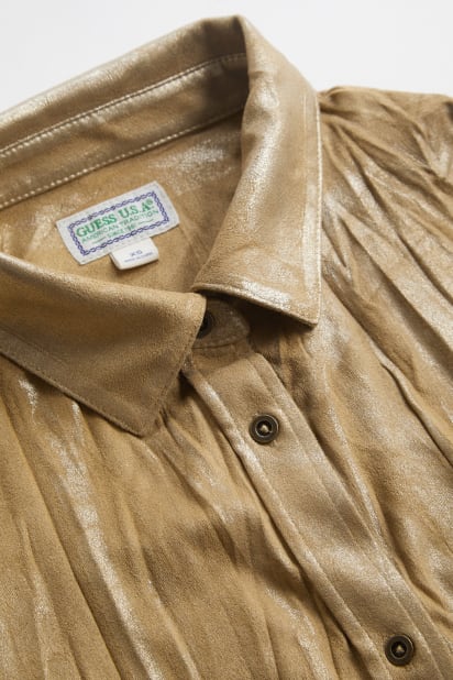 GUESS® metallic printed faux-suede shirt