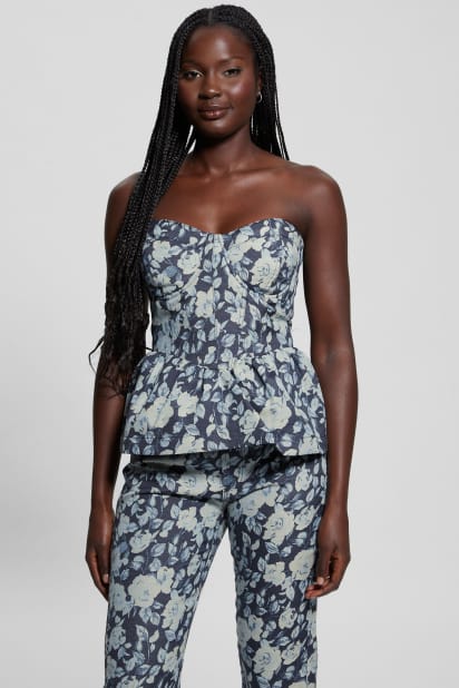 Guess 花柄オーバーオール 18M GUESS® Margaux Floral Denim Corset