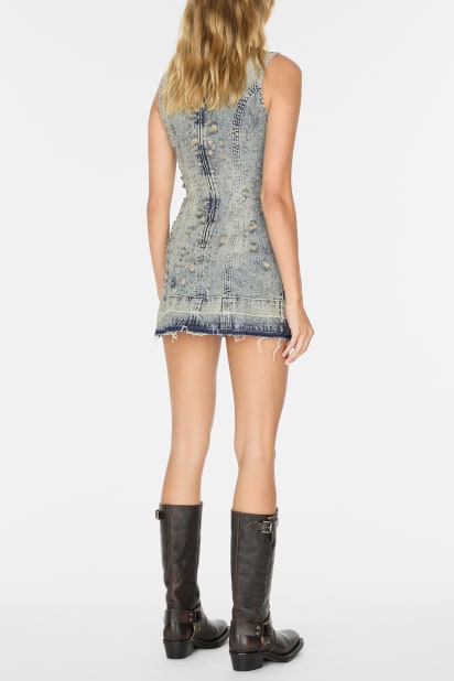 blue jean distressed dress Current Mood Denim Distressed Mini Dress main image 0
