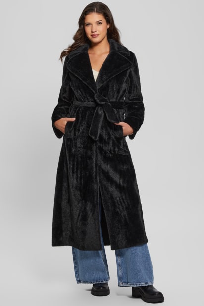 GUESS® Ada Longline Faux-Fur Coat