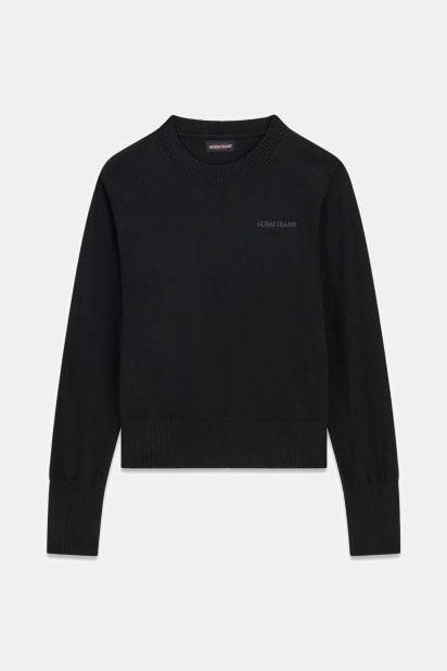 GUESS® Silk and Wool-Blend Crew Logo Sweater