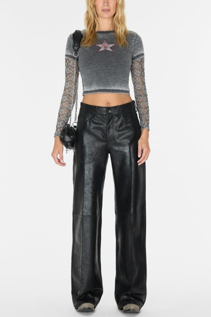 GUESS® crackled leather pants