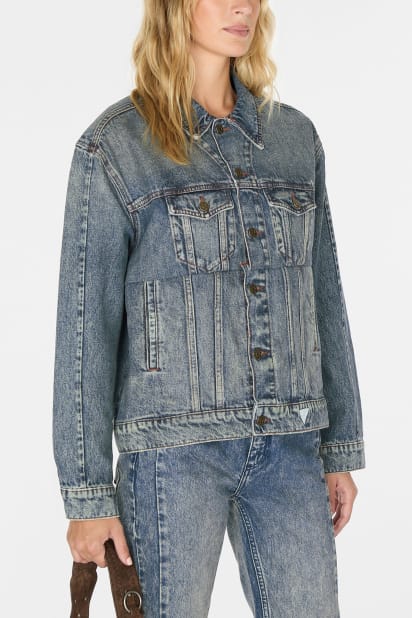 GUESS×WIND AND SEA OVERSIZE DENIM JACKET GUESS® oversized pieced denim jacket