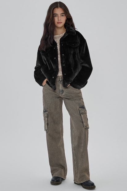 GUESS® GUESS Originals Oversized Fur Jacket